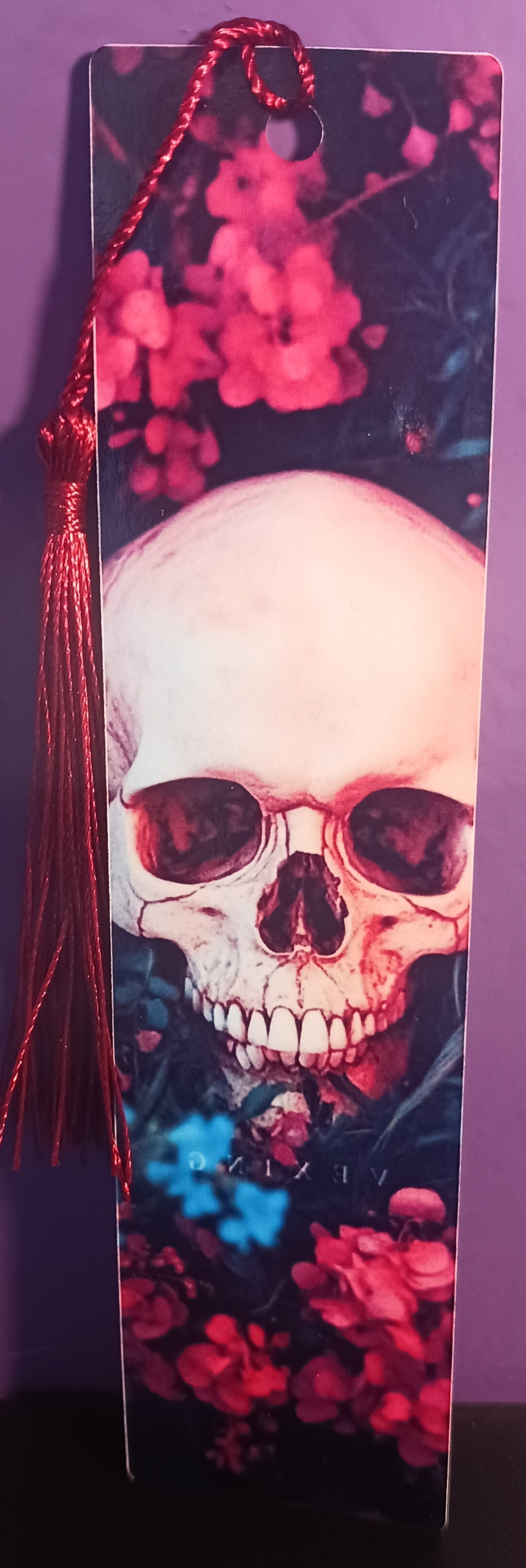 Skull and Flowers Paper Bookmark