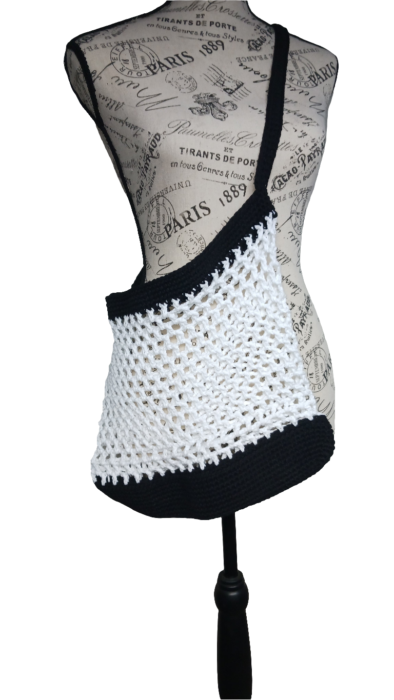 Black and White Mesh Bag