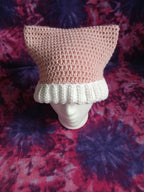 Pink and White Cat Ear Beanie