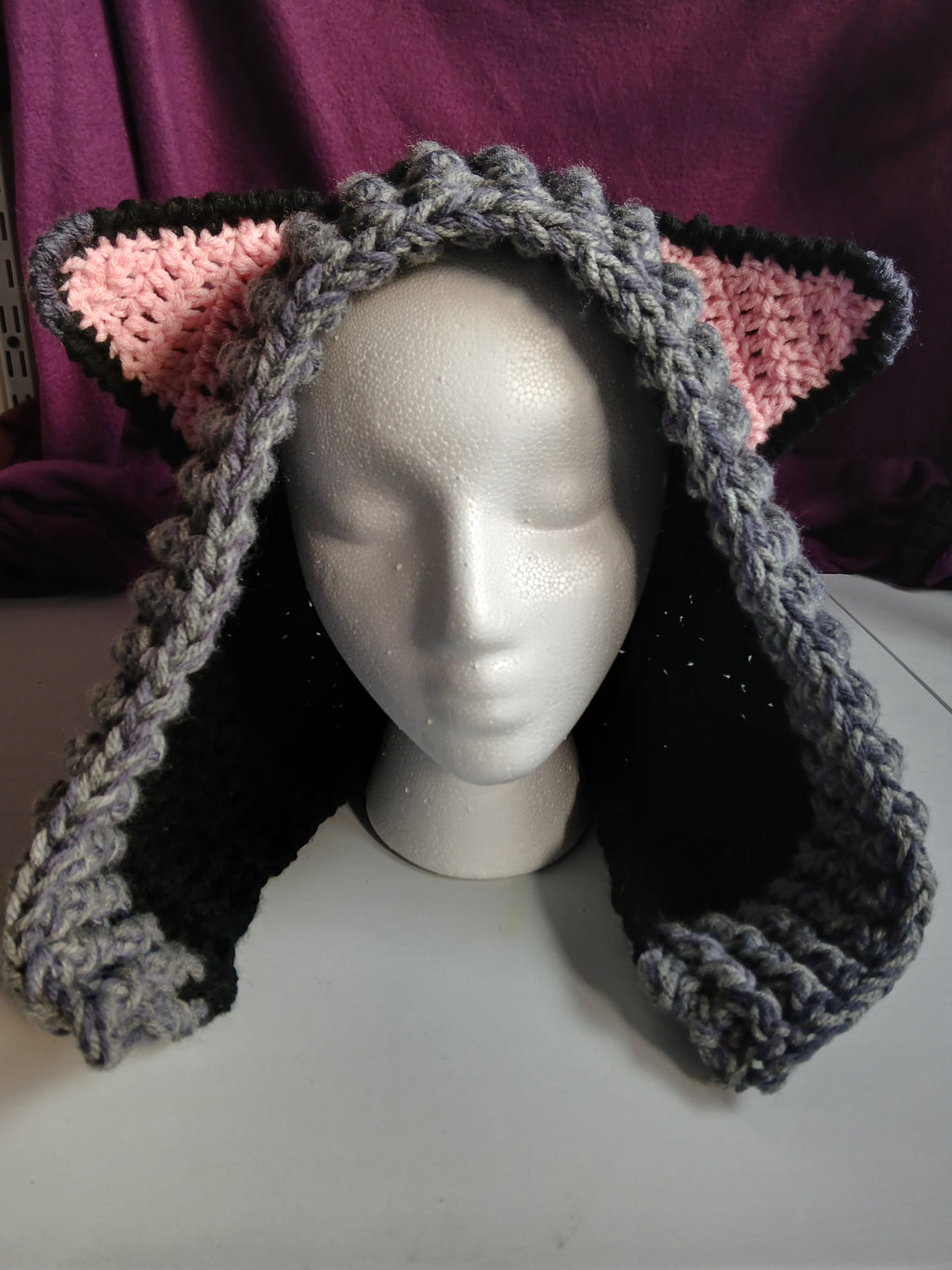Black and Grey Cat Ear Hood