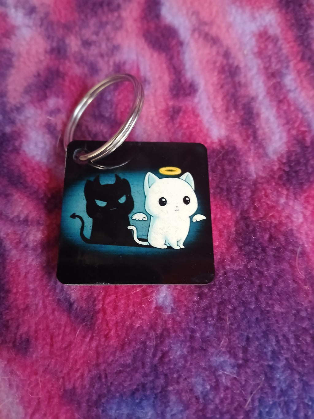 Good/Evil Kitty Keychain