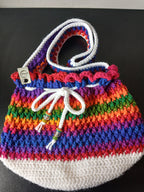 Rainbow and White Drawstring Bag