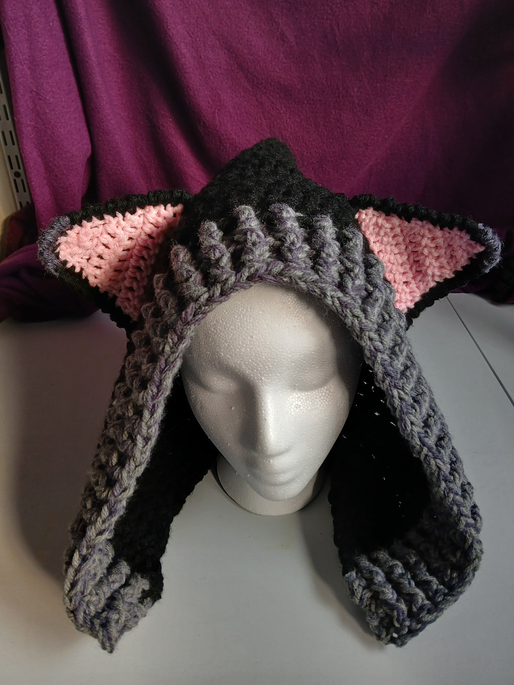 Black and Grey Cat Ear Hood