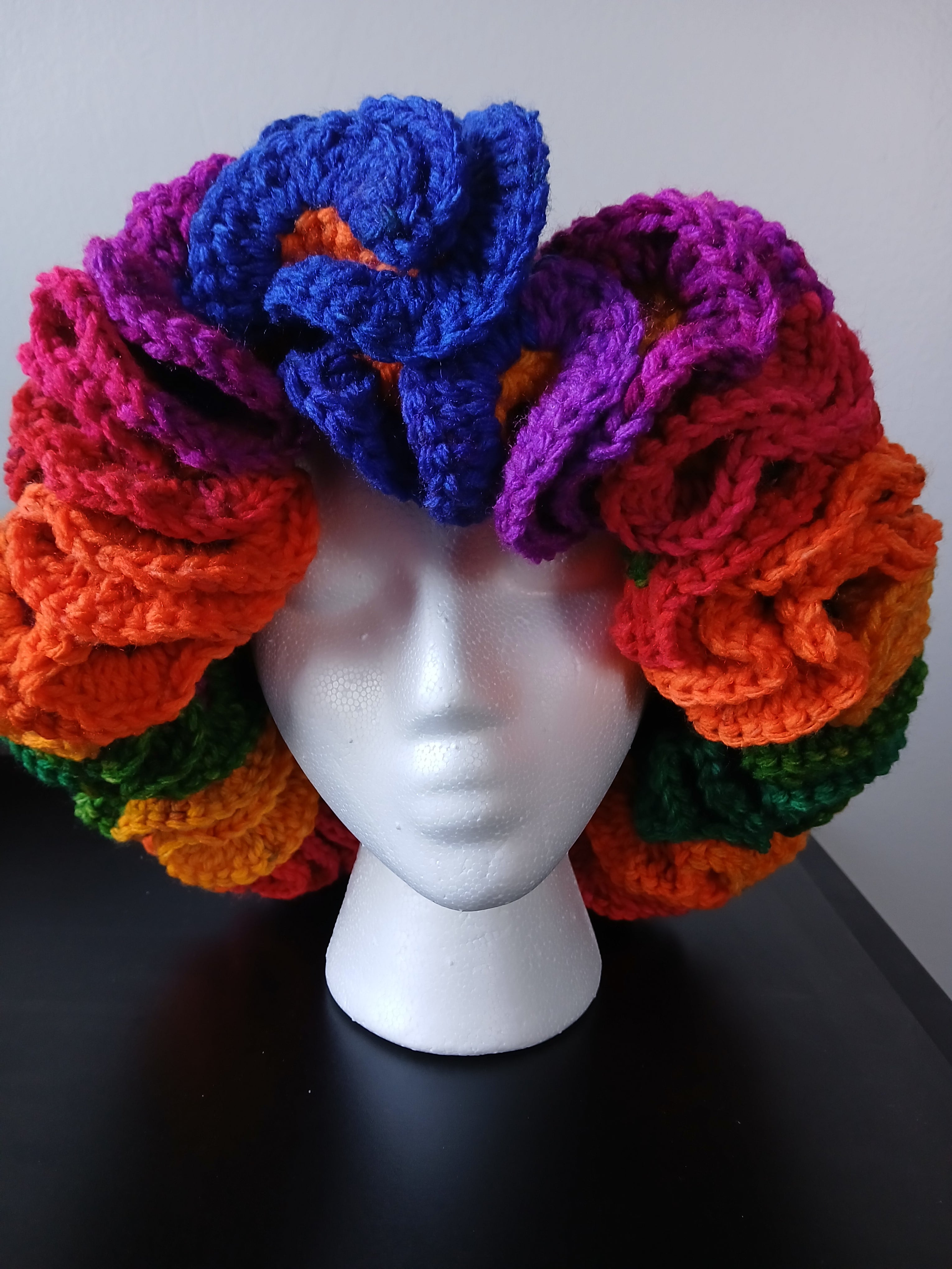 Black and Rainbow Ruffle Hat