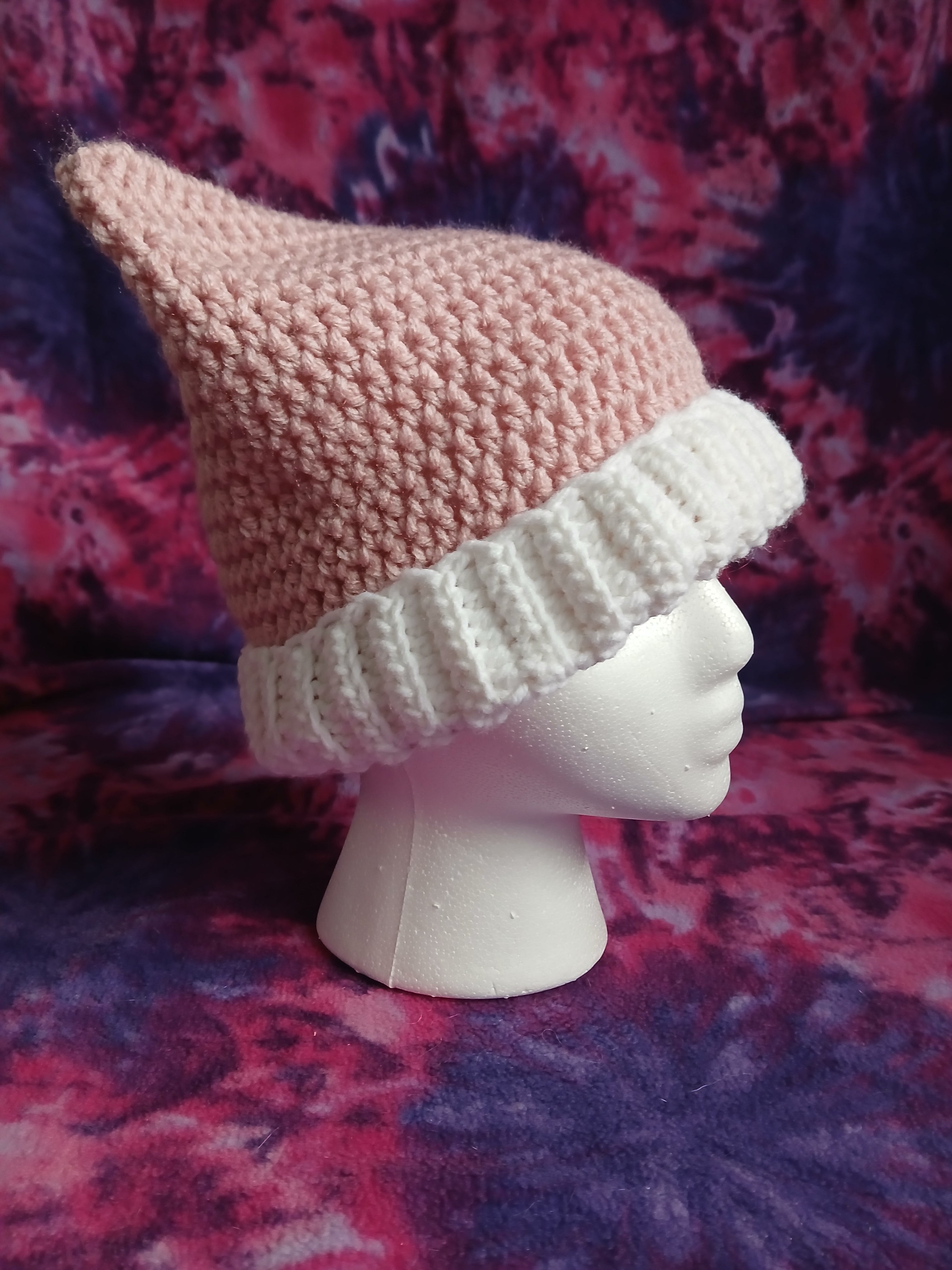 Pink and White Cat Ear Beanie