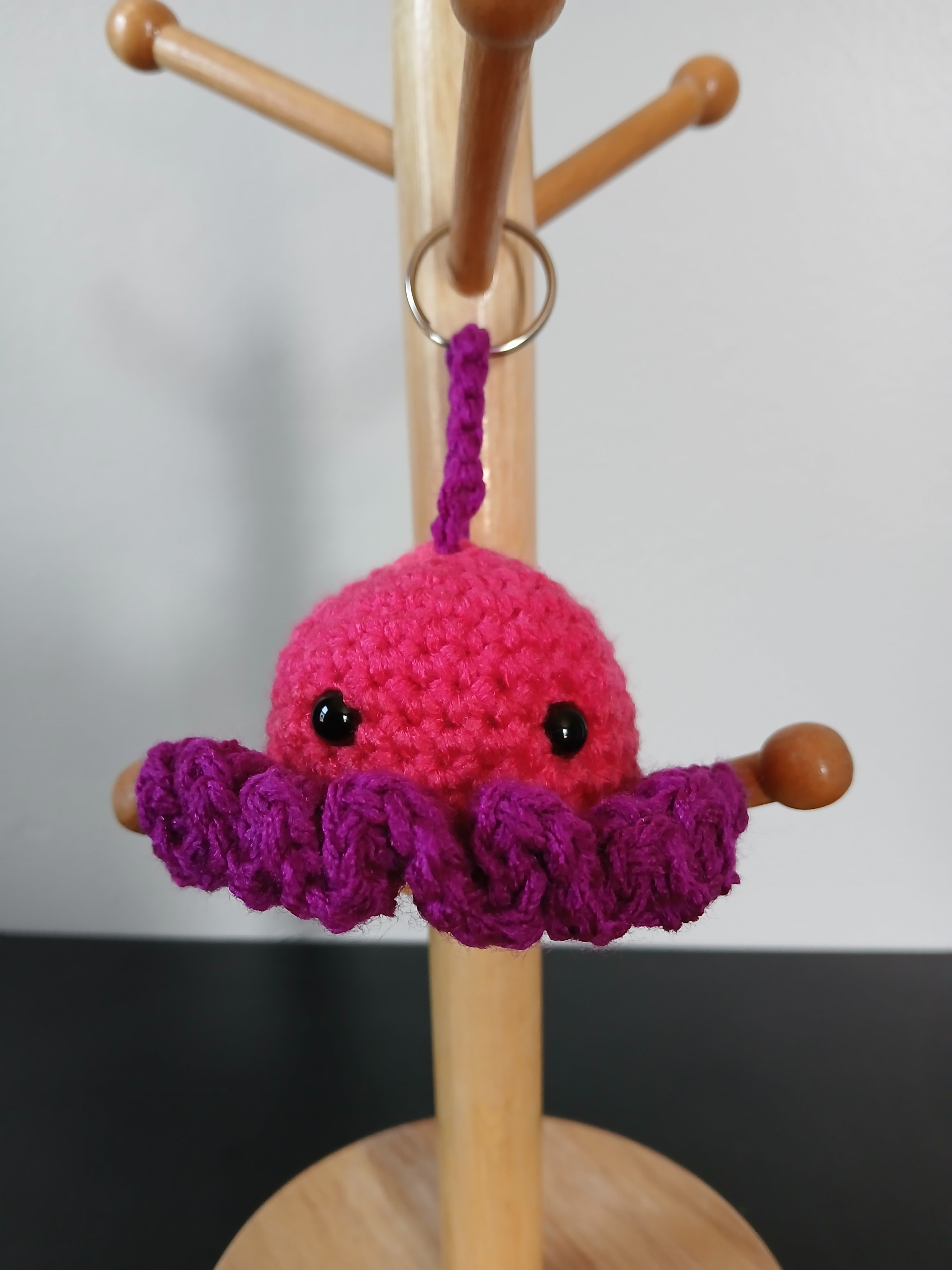 Bright Pink & Magenta Octo Keychain
