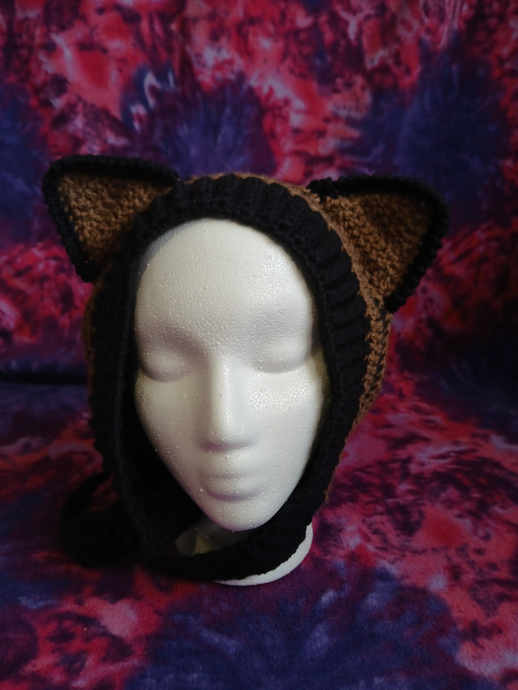 Brown and Black Cat Ear Bonnet