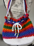 Rainbow and White Drawstring Bag