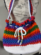 Rainbow and White Drawstring Bag