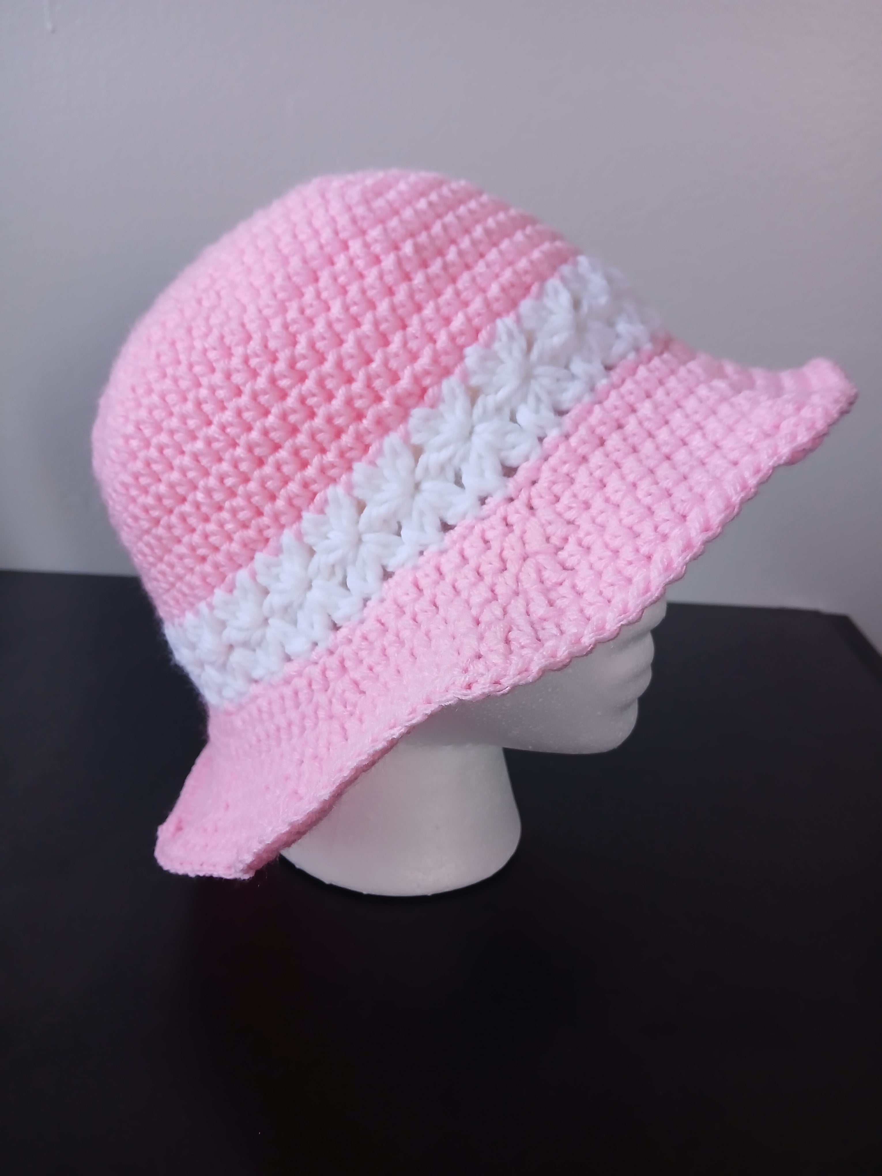 Pink & White Flower Sunhat