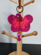 Dark Pink & Orange Butterfly Keychain