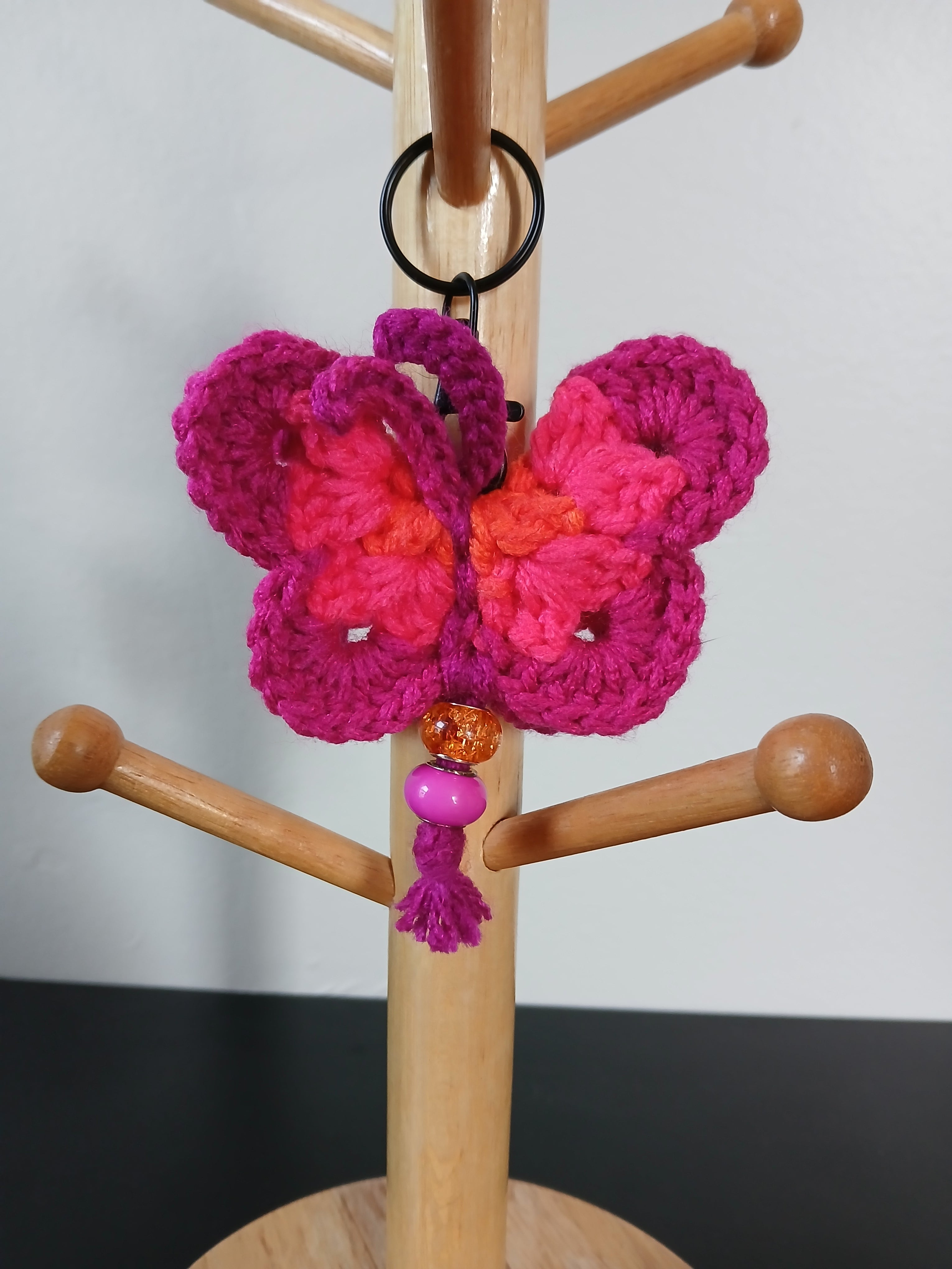 Dark Pink & Orange Butterfly Keychain