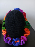 Black and Rainbow Ruffle Hat