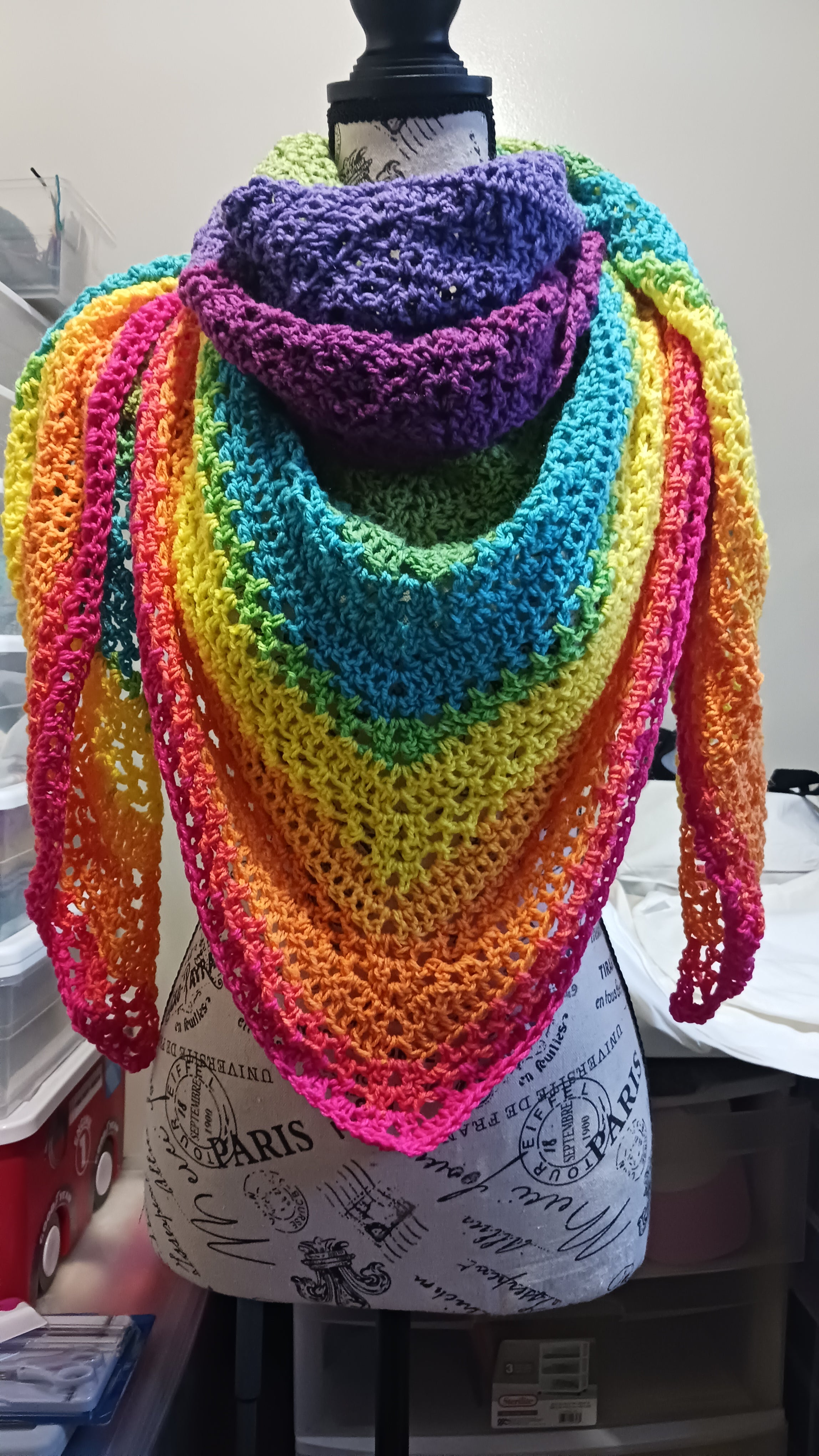 Lightweight Rainbow Shawl/ Cowl