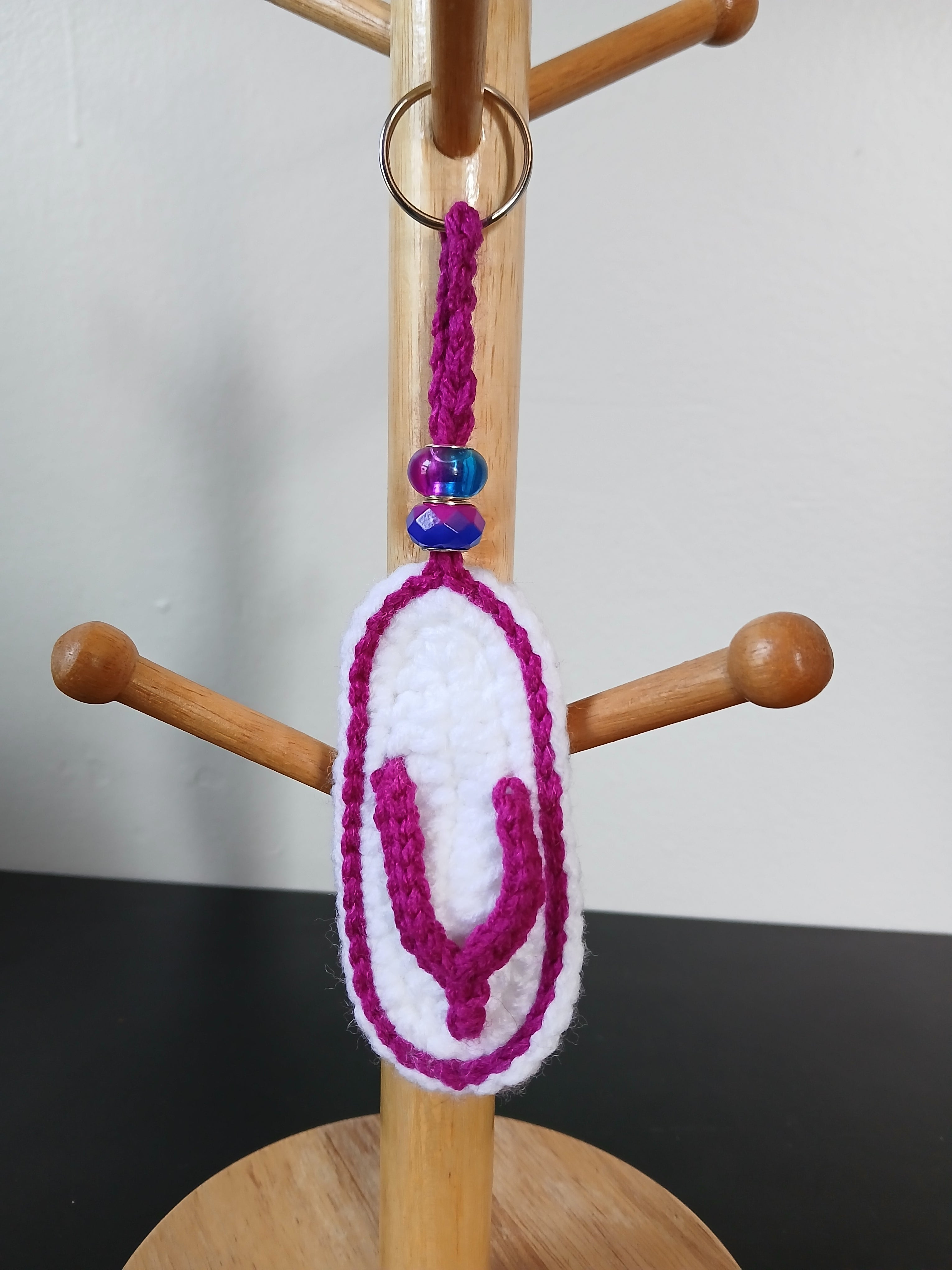 White & Magenta Flip Flop Keychain