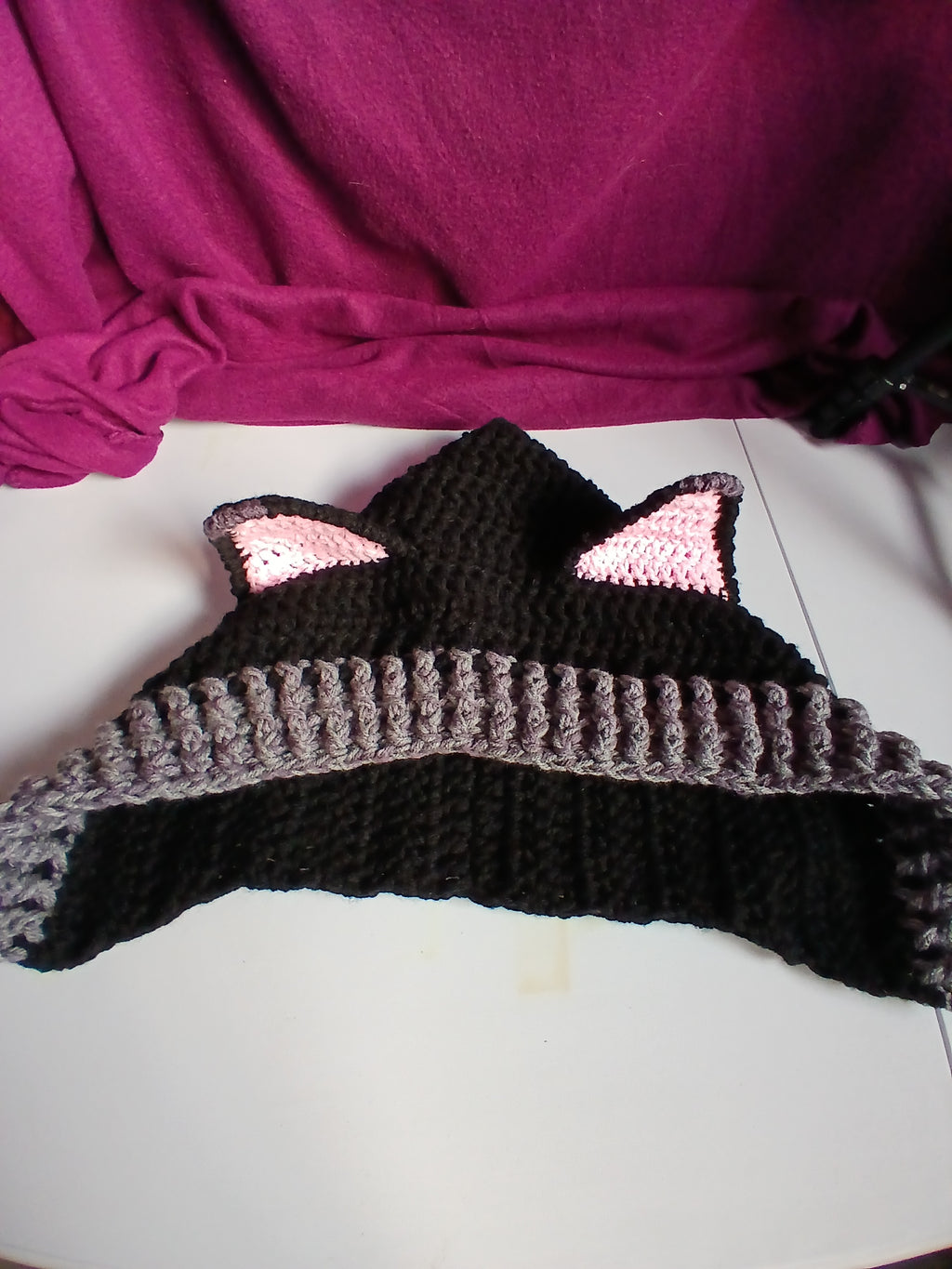 Black and Grey Cat Ear Hood