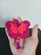 Dark Pink & Orange Butterfly Keychain