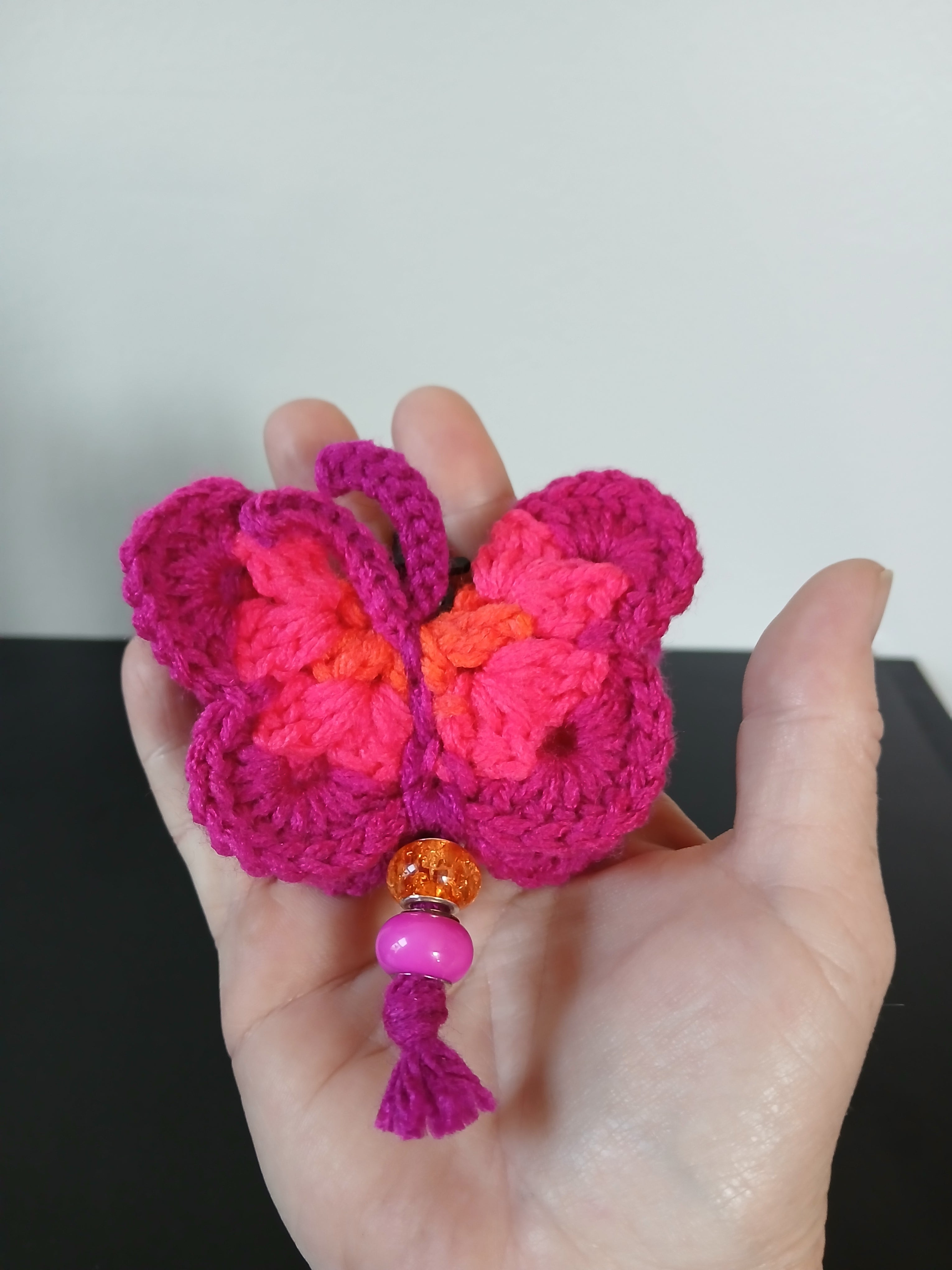 Dark Pink & Orange Butterfly Keychain