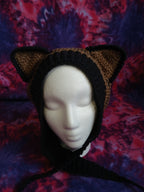 Brown and Black Cat Ear Bonnet